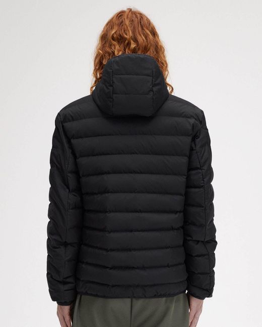 Fred Perry Black Hooded Padded Jacket for men