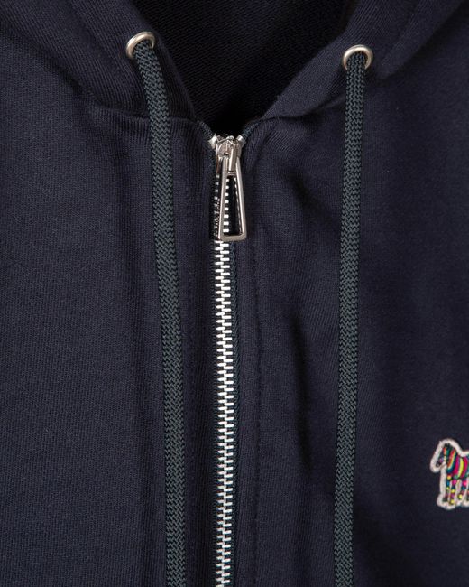 Paul Smith Blue Ps Reg Fit Zip Hoodie With Zebra Logo for men