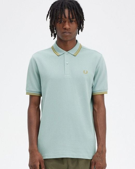 Fred Perry Green Twin Tipped Signature Polo Shirt for men