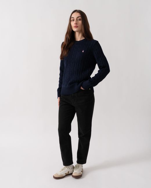 Joules Blue Classic Cable Knit Jumper