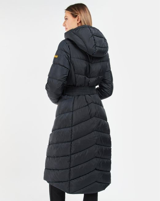 Barbour Blue Track Line Long Quilted Jacket