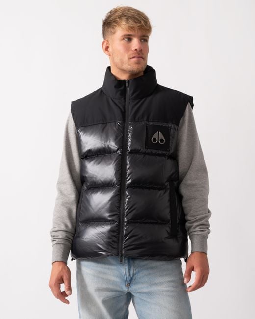Moose Knuckles Black Victory Peak Padded Vest for men