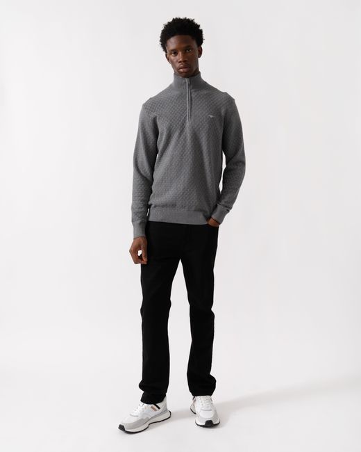 Gant Gray Micro Texture Half Zip Jumper for men