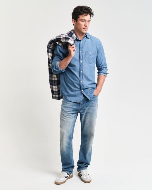 Gant Blue Regular Fit Indigo Shirt for men