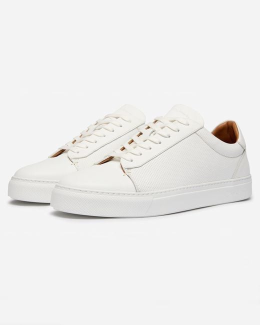 Oliver Sweeney White Almada Perforated Leather Trainers for men