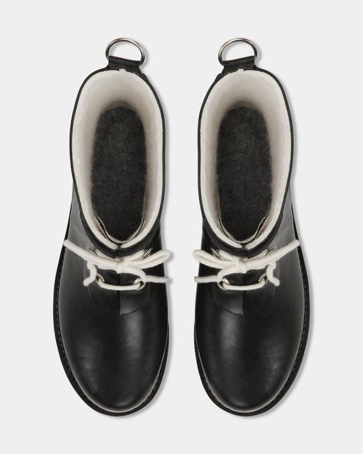 Ilse Jacobsen Black Rub Laced Short Rubber Boots
