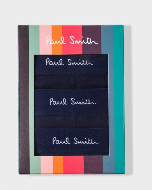 Paul Smith Blue 3 Pack Plain Trunks With Script Logo Waistband for men