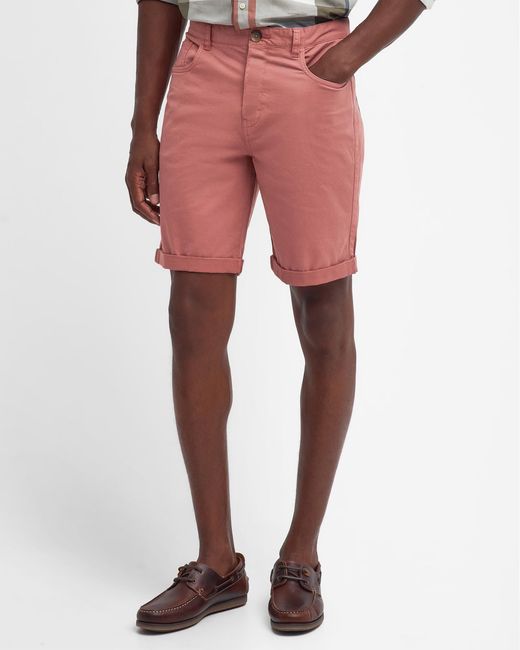 Barbour Red Overdyed Twill Shorts for men
