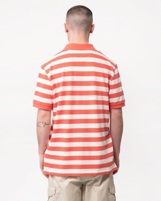 Gant Red Wide Striped Short Sleeve Pique Polo for men