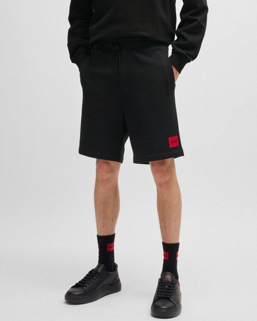 HUGO Black Diz222 Cotton Terry Shorts With Logo Label Nos Size: M for men