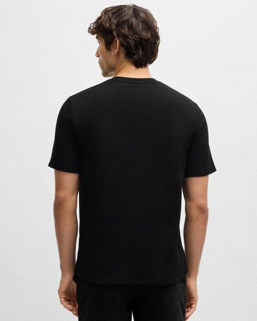 Boss Black Waffle Cotton-blend Pyjama T-shirt With Embroidered Logo Nos for men