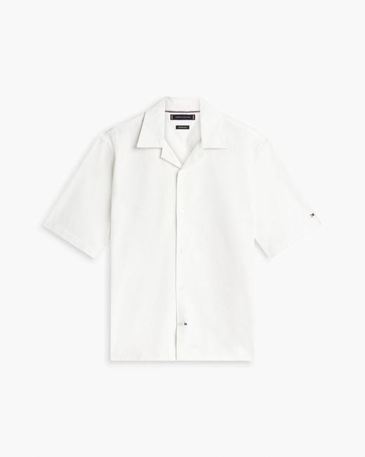 Tommy Hilfiger White Performance Seersucker Short Sleeve Shirt for men