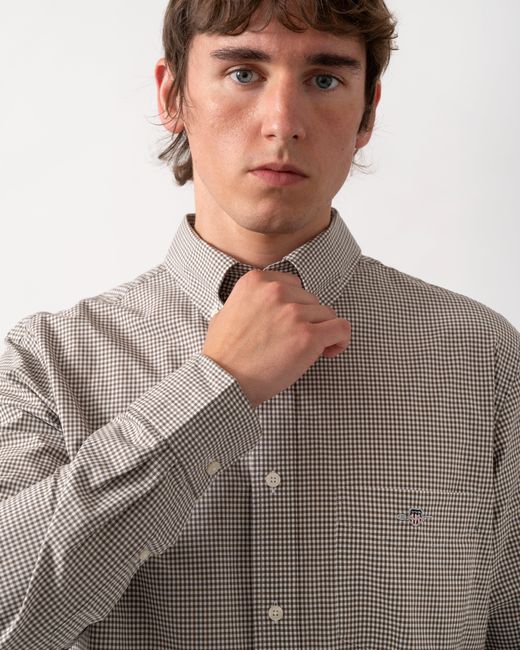 Gant Gray Regular Fit Classic Poplin Gingham Shirt for men
