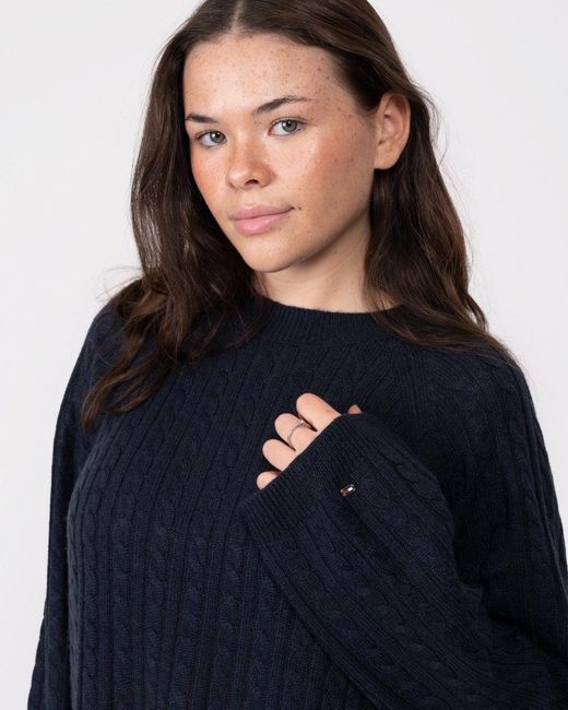 Tommy Hilfiger Blue Cable Knit Relaxed Jumper Dress