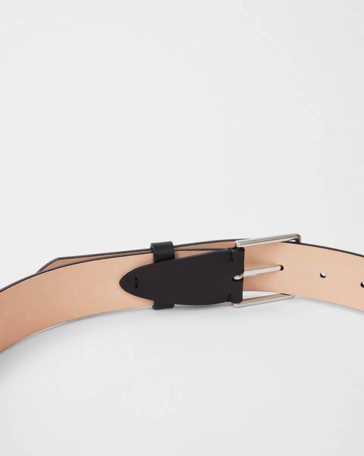 Paul Smith Black Leather Belt With Signature Stripe Stitch Detail for men