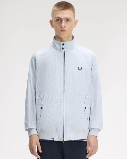 Fred Perry Blue Crinkle Harrington Jacket for men