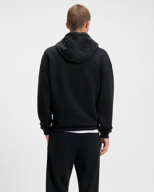 HUGO Black Dilvano Pullover Hoodie With Waxed-Stamp Logo for men
