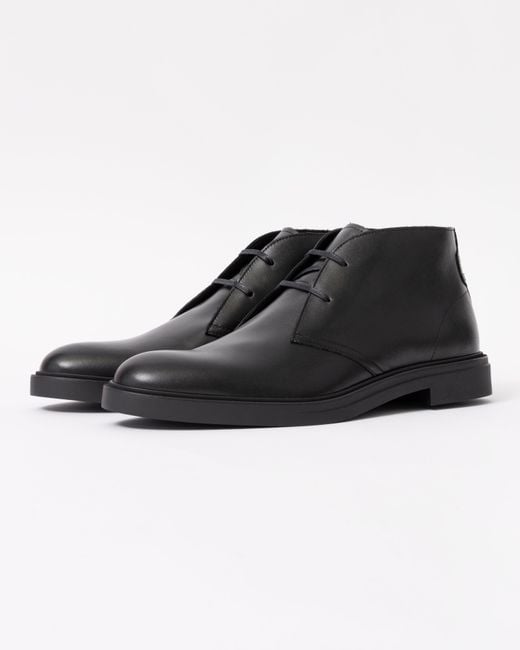 Boss Black Calev Leather Desert Boots With Signature Stripe Detailing for men