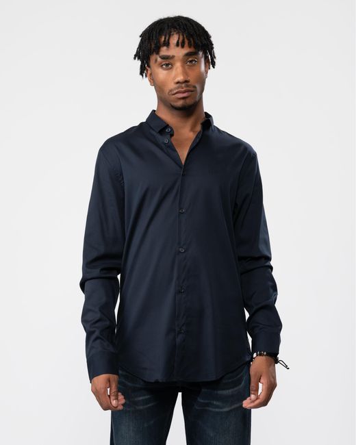 Armani Exchange Blue Long Sleeve Bi-stretch Shirt for men