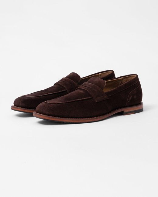 Oliver Sweeney Brown Buckland Suede Penny Loafers for men