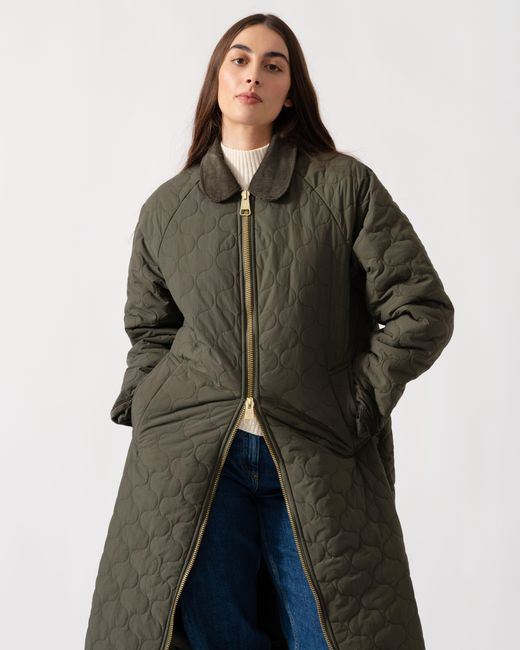 Hunter Green Fionn Long Quilted Jacket