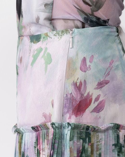Ted Baker Gray Meliya Printed Pleated Skirt