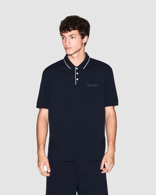ARMANI EXCHANGE Blue Milano/New York Polo Shirt With Contrast Tipping for men