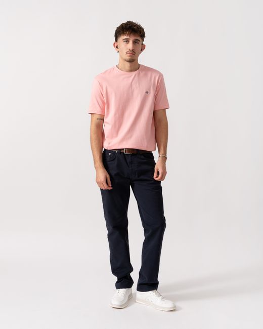 Gant Red Regular Fit Short Sleeve Shield Logo T-Shirt for men