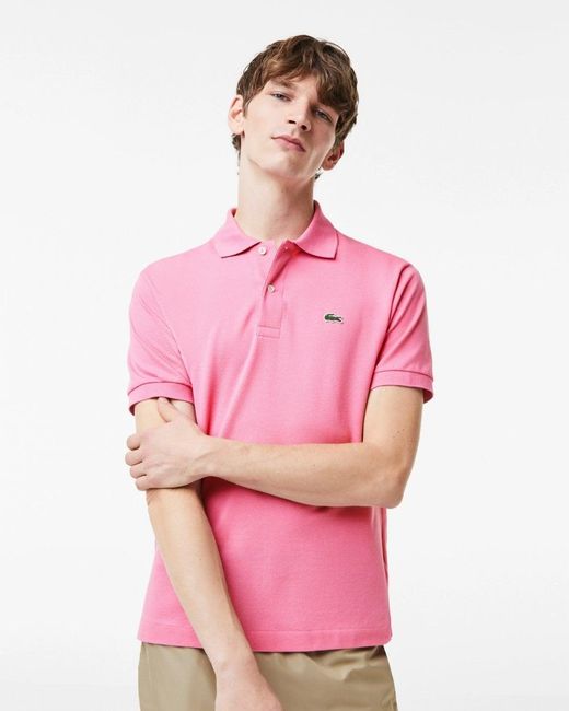 Lacoste Pink Classic Fit L.12.12 Short Sleeve Polo Shirt for men