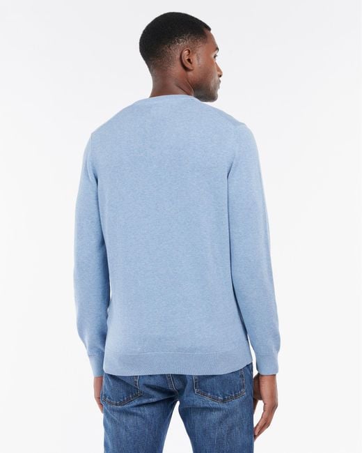Barbour Blue Pima Cotton Crew Sweatshirt for men