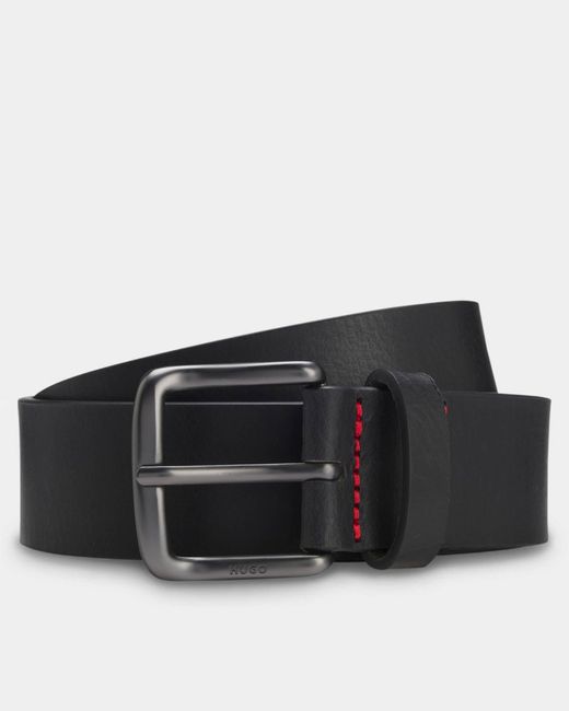 HUGO Black Geffrey Italian-Made Belt for men