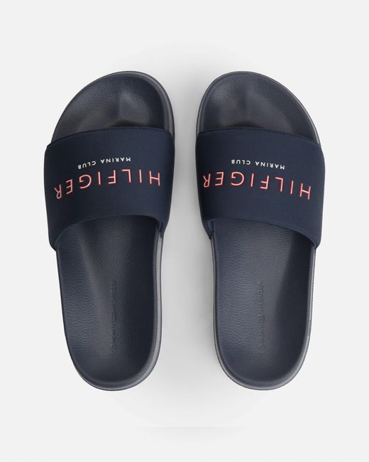 Tommy Hilfiger Blue Hilifger Neoprene Pool Slides for men