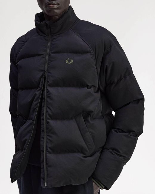 Fred Perry Blue Raglan Sleeve Padded Jacket for men