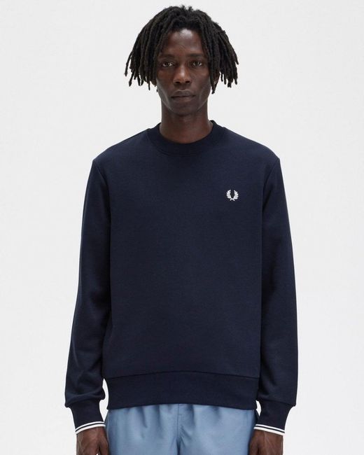 Fred Perry Blue Crew Neck Sweatshirt for men