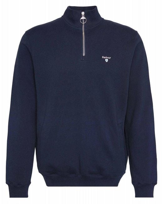 Barbour Blue Beckhill Half Zip Sweatshirt for men