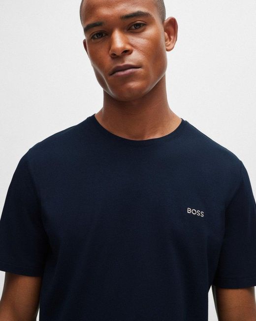 Boss Blue Mix & Match Stretch-Cotton Regular Fit T-Shirt With Logo Detail Nos Size: L for men