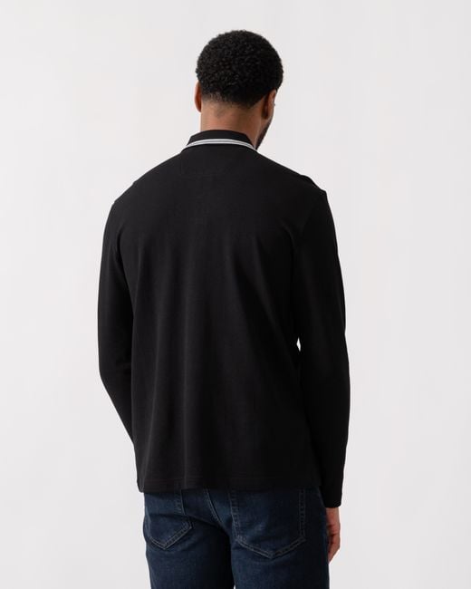 Boss Black Plisy Long Sleeve Polo Shirt for men