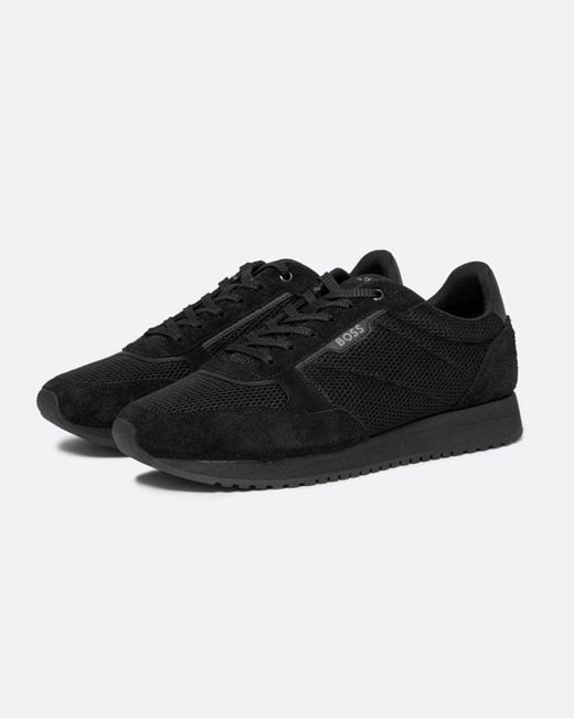 Boss Black Zayn Textured Nylon Trainers With Leather Trims for men