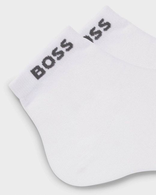 Boss White 2-Pack Short Socks With Logo Cuffs for men