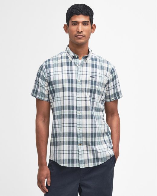 Barbour Blue Alford Tailored Checked Shirt for men