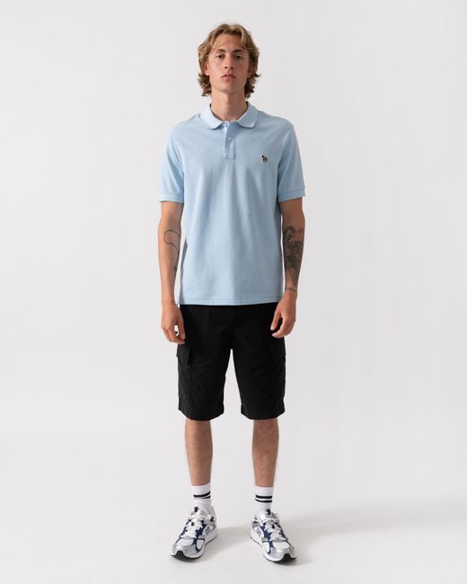 Paul Smith Blue Ps Regular Fit Short Sleeve Cotton-Piqué Zebra Logo Polo Shirt for men