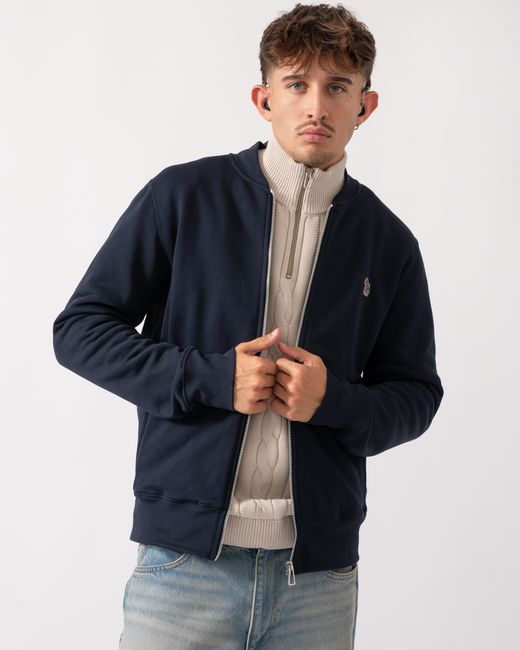 Paul Smith Blue Ps Zip Bomber With Zebra Logo for men