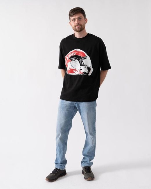 HUGO Black X Rb Dit T-Shirt With Bull Graphic Print for men