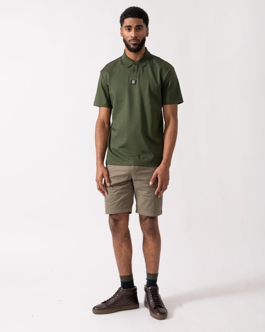 HUGO Green Deabono Interlock Cotton Polo Shirt With Stacked Logo for men
