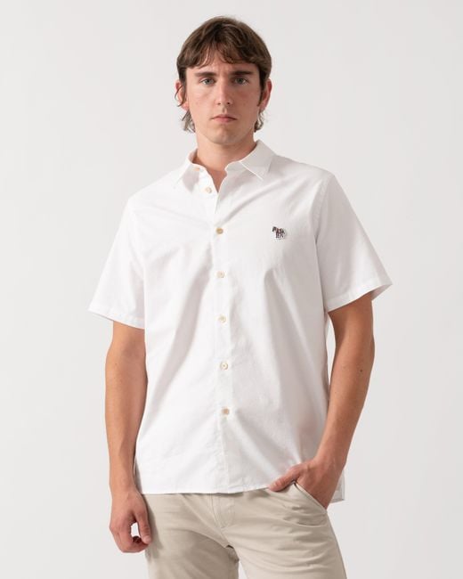 Paul Smith White Ps Casual Fit Short Sleeve Zebra Badge Shirt for men