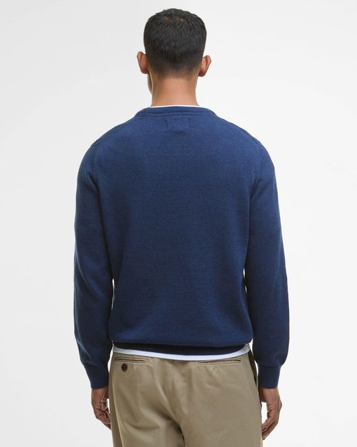 Barbour Blue Pima Cotton Crew Sweatshirt for men