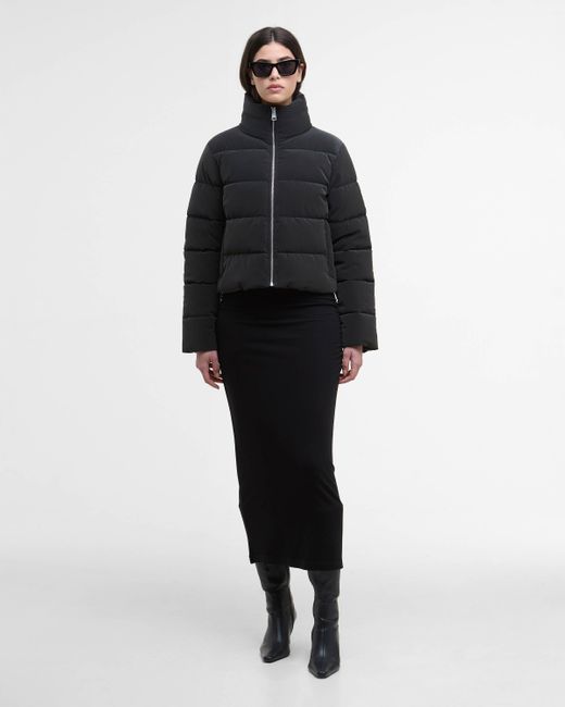 Barbour Black Hudson Faux Velvet Puffer Jacket