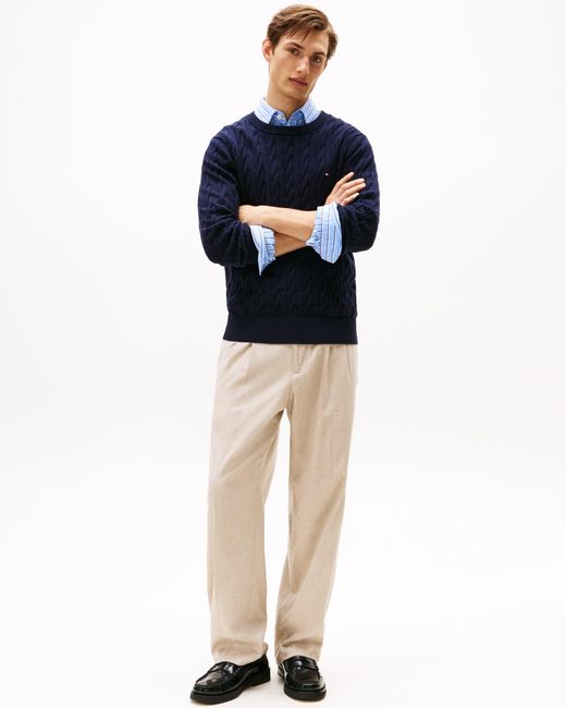 Tommy Hilfiger Blue Classic Cable Crew Jumper for men