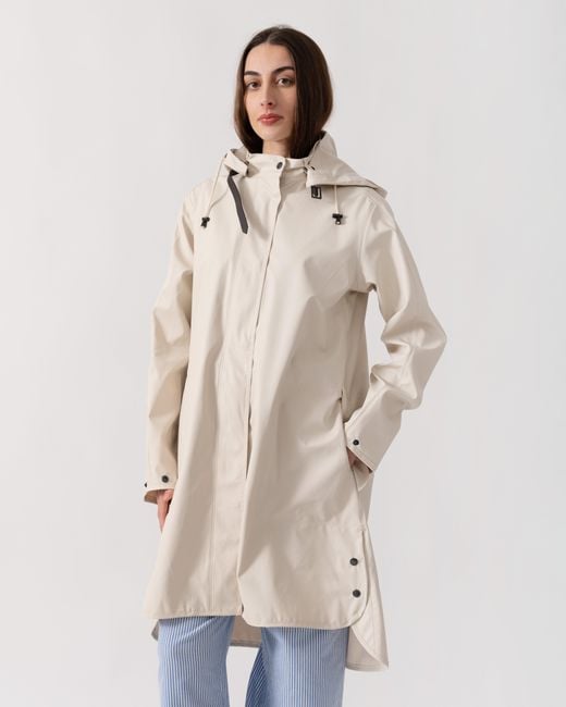 Ilse Jacobsen White Rain A-Line Rubberised Raincoat