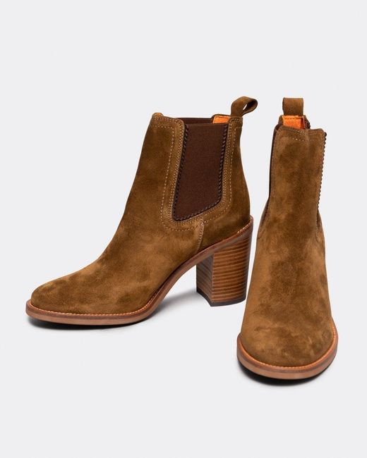 Penelope Chilvers Brown Paloma Suede Heeled Chelsea Boots